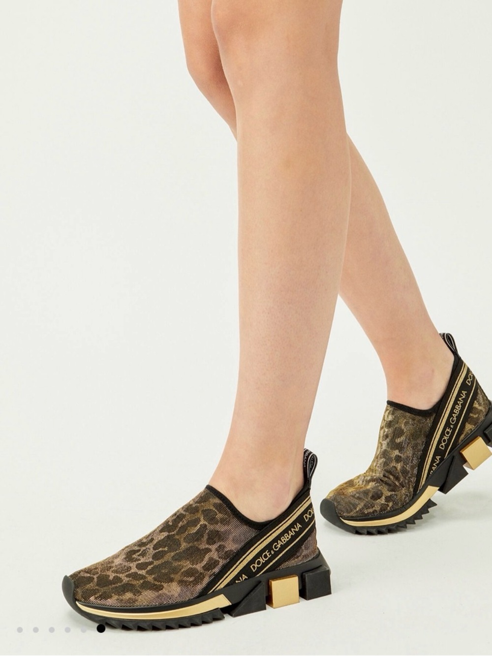 Dolce & Gabbana Sorrento sneakers in glitter leopard print 37